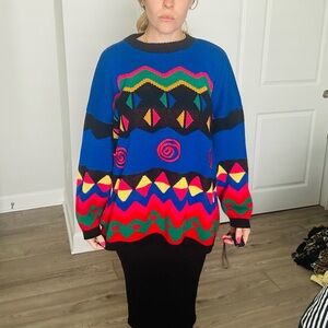 Colorful Geometric Crew Neck Sweater